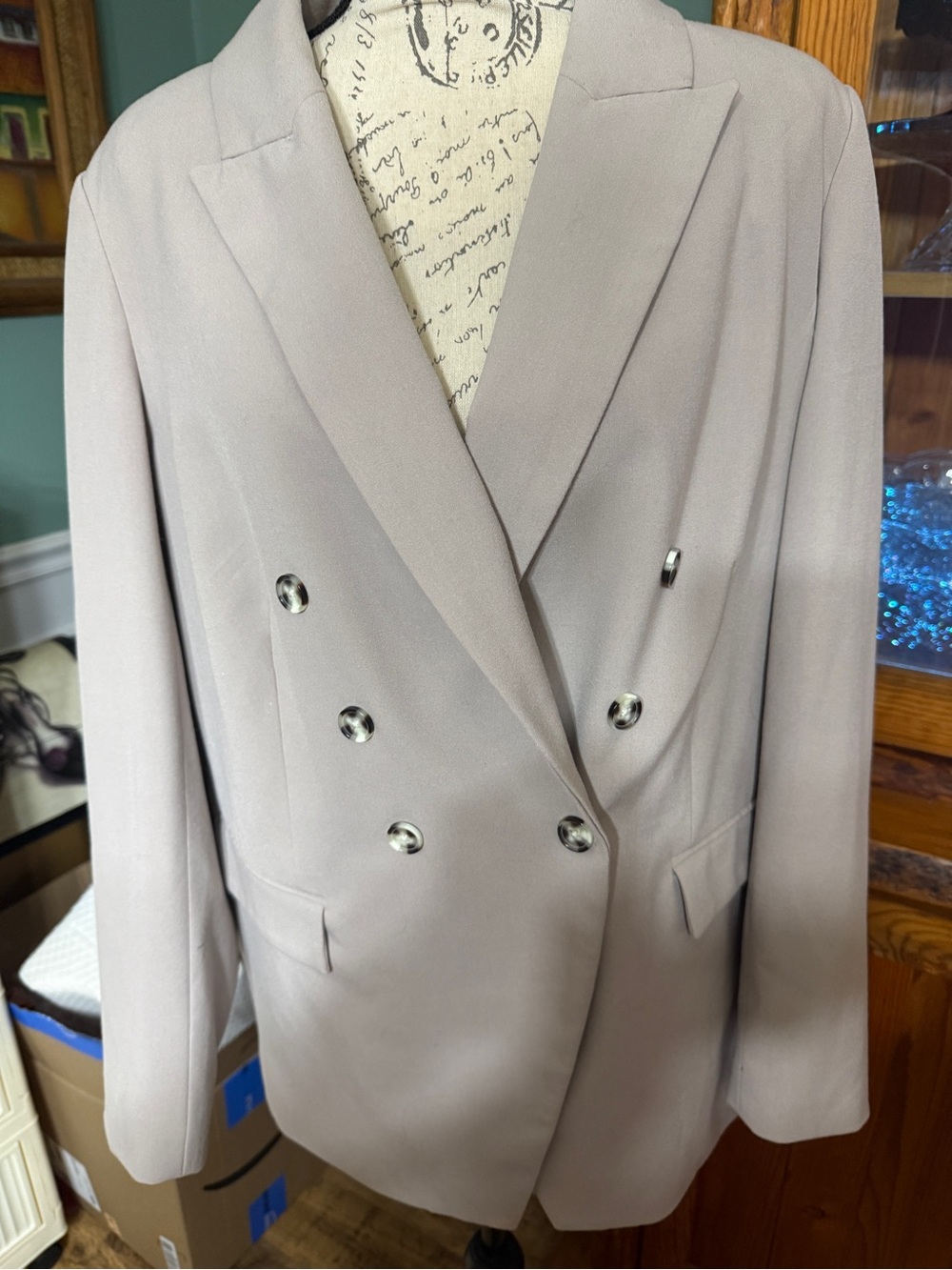 Nine West Double-Breasted Blazer in Soft Taupe